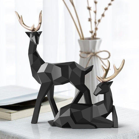 Statue cerf noir